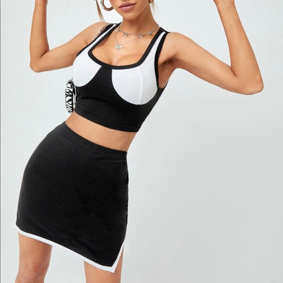 Shein color block & asymmetrical skirt set - Picture 4 of 8